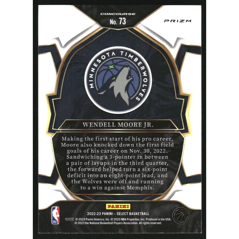 2022-23 Select Prizms Red Wave #73 Wendell Moore Jr.