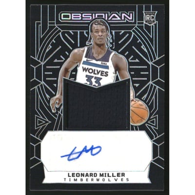 2023-24 Panini Obsidian #210 Leonard Miller JSY AU RC