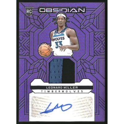 2023-24 Panini Obsidian Rookie Jersey Ink Electric Etch Purple Flood #7 Leonard Miller