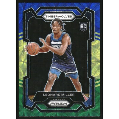 2023-24 Panini Prizm Prizms Choice Blue Yellow and Green #155 Leonard Miller