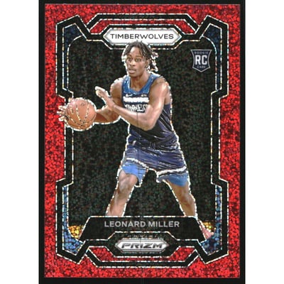 2023-24 Panini Prizm Prizms Red Sparkle #155 Leonard Miller
