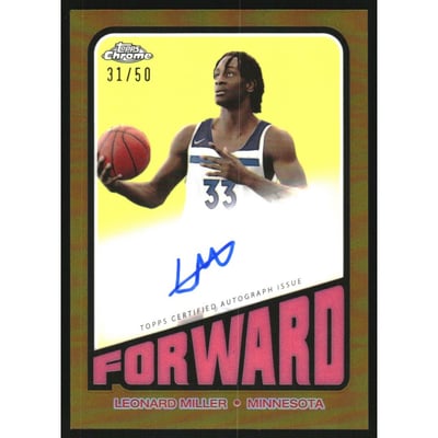 2023-24 Topps Chrome '72 Topps Autographs Gold Refractors #TALM Leonard Miller
