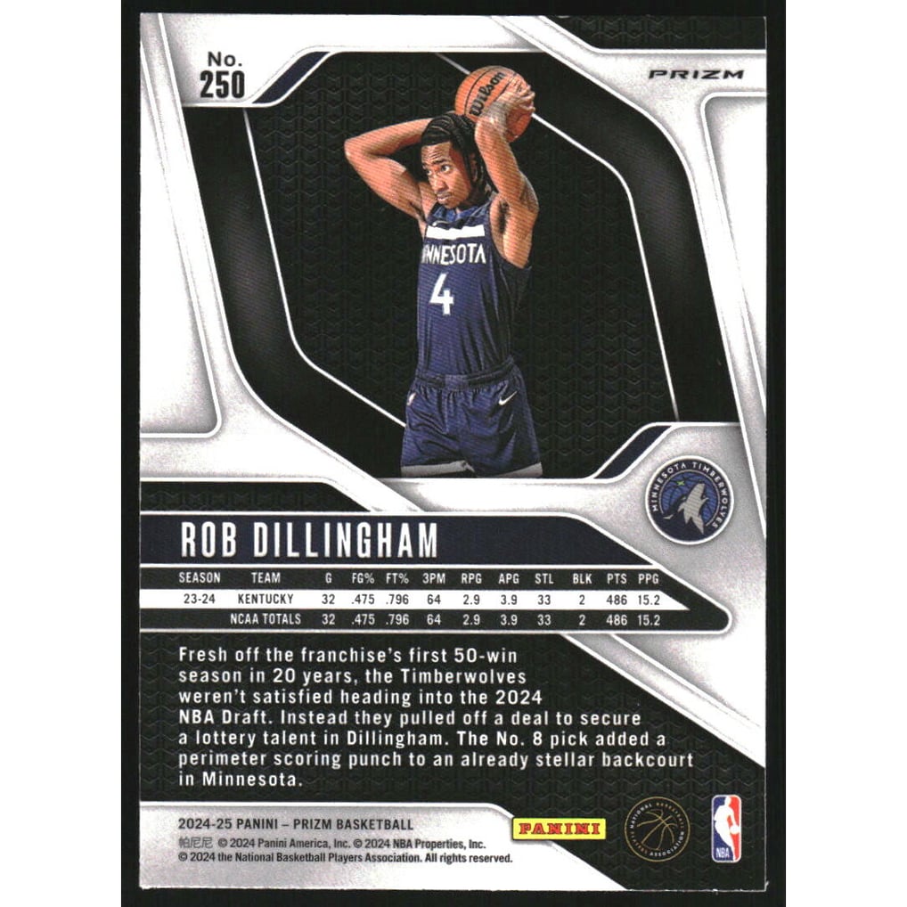 2024-25 Panini Prizm Prizms Ruby Wave #250 Rob Dillingham
