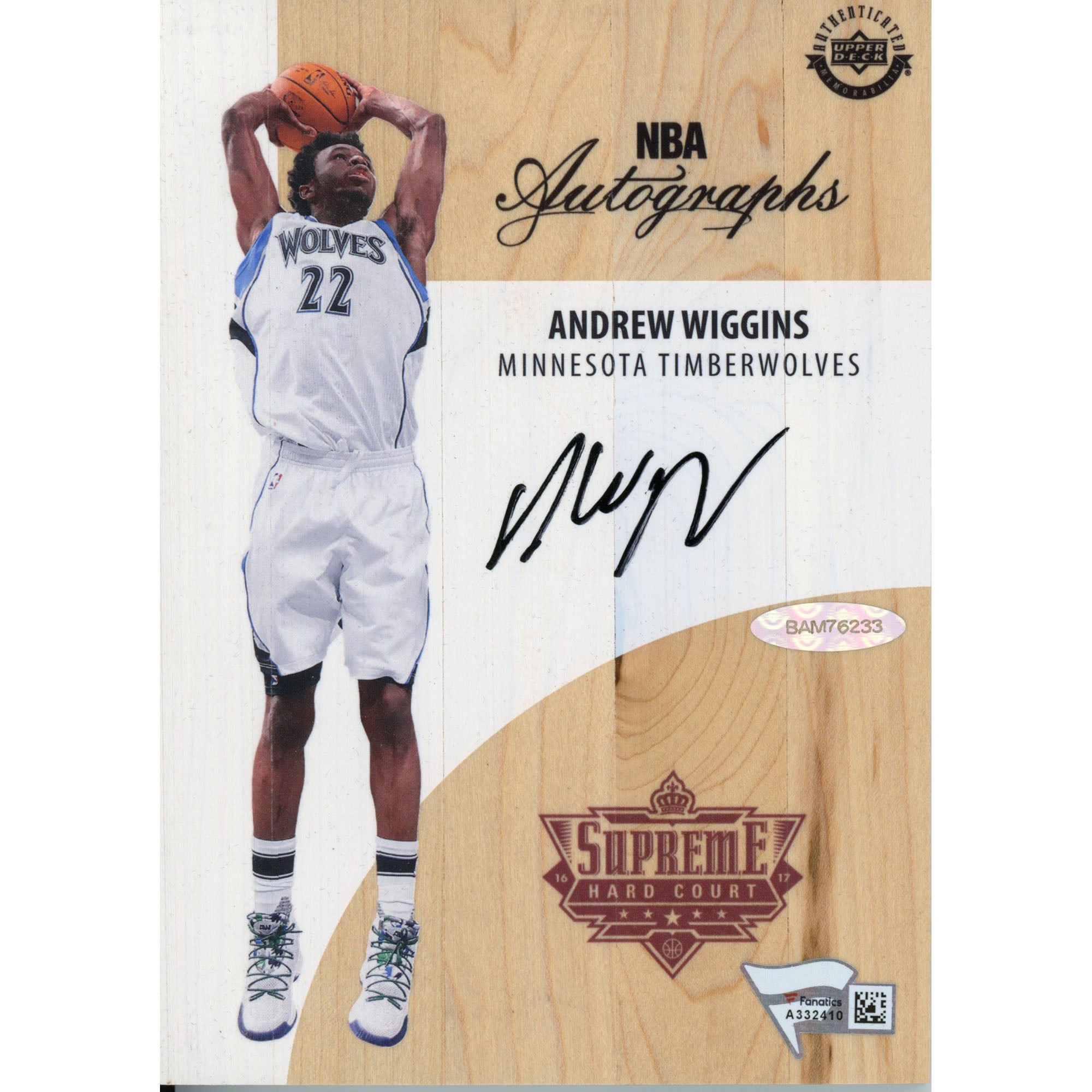 Autographed Minnesota Timberwolves Andrew Wiggins Game Used 