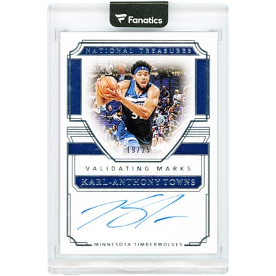 Karl-Anthony Towns Minnesota Timberwolves Autographed 2019-20 Panini National Treasures Validating Marks #VM-KAT #19/25 Card