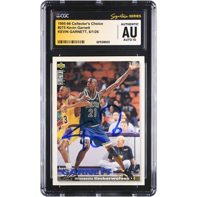 Kevin Garnett Minnesota Timberwolves Autographed 1995-96 Collector's Choice #275 CGC Fanatics Witnessed Authenticated AUTO 10 Rookie Card