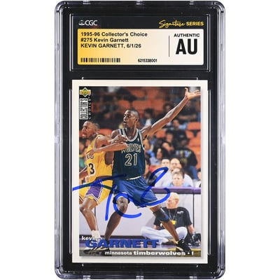 Kevin Garnett Minnesota Timberwolves Autographed 1995-96 Collector's Choice #275 CGC Fanatics Witnessed Authenticated Rookie Card