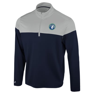 Minnesota Timberwolves Antigua Hinder Quarter-Zip Pullover - Navy/Gray