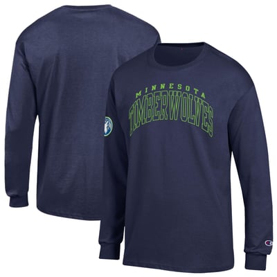  Minnesota Timberwolves Champion Jersey Long Sleeve T-Shirt - Navy