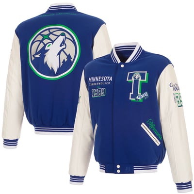  Minnesota Timberwolves JH Design Reversible Full-Zip Varsity Jacket - Navy