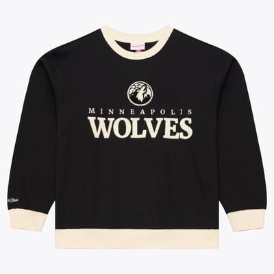  Minnesota Timberwolves Mitchell & Ness Cookies & Cream Fleece Crewneck Sweatshirt - Black