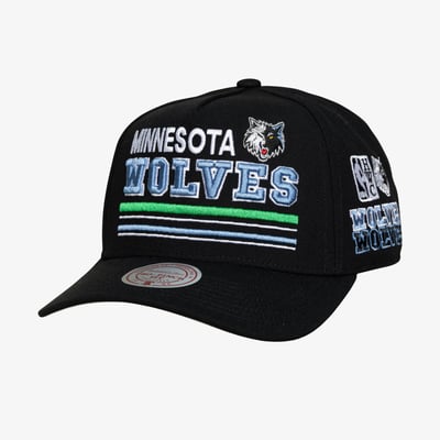  Minnesota Timberwolves Mitchell & Ness Hardwood Classics Triple Check Pro Snapback Hat - Black
