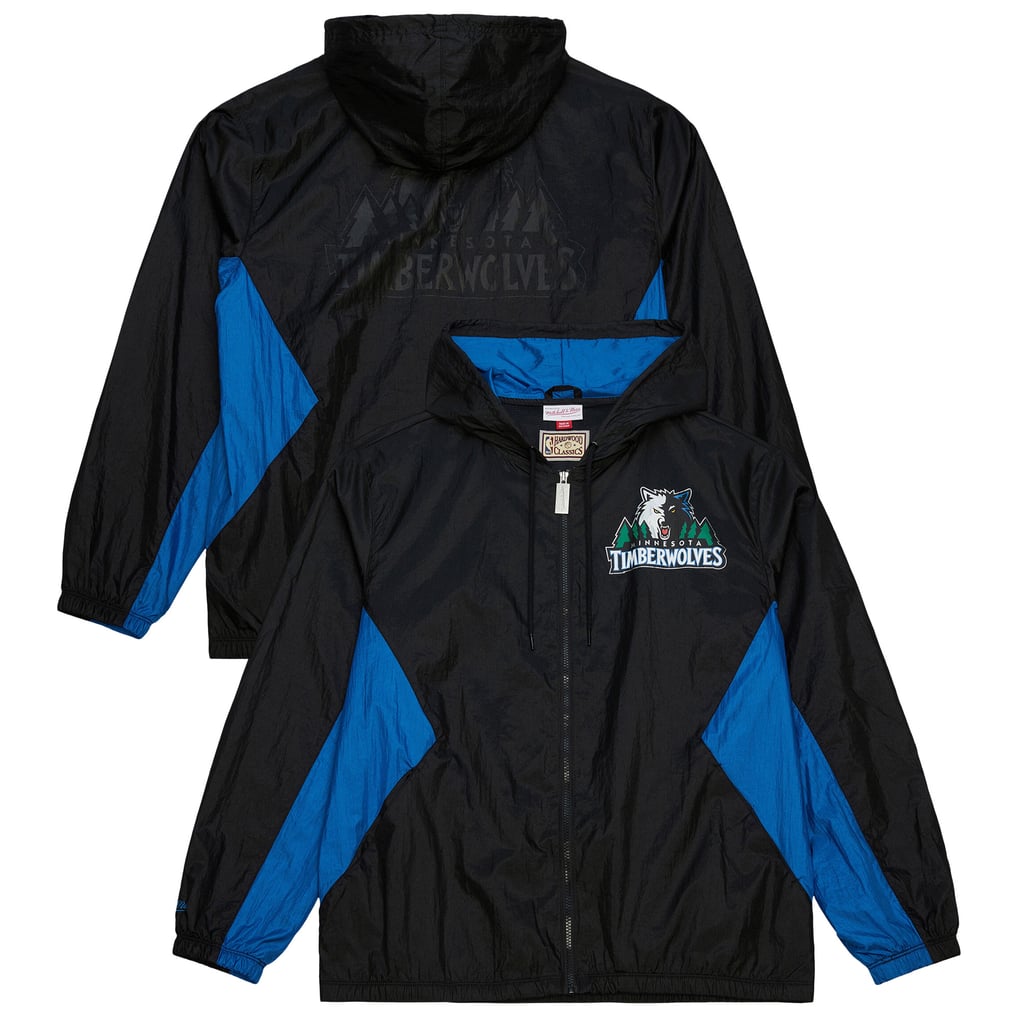 Minnesota Timberwolves Mitchell & Ness Playmaker Full-Zip Hooded Windbreaker Jacket - Black