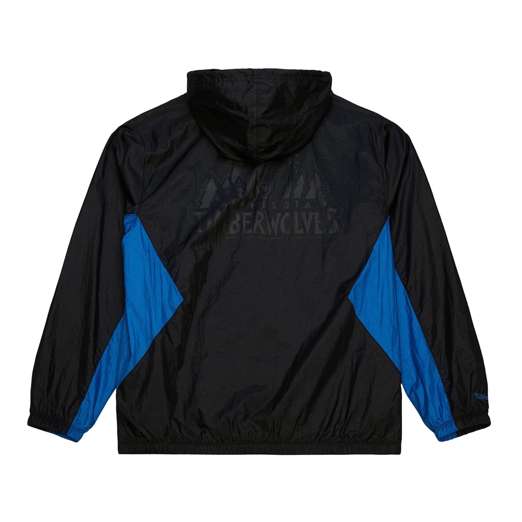 Minnesota Timberwolves Mitchell & Ness Playmaker Full-Zip Hooded Windbreaker Jacket - Black