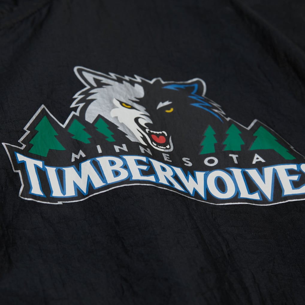 Minnesota Timberwolves Mitchell & Ness Playmaker Full-Zip Hooded Windbreaker Jacket - Black