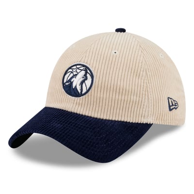 Minnesota Timberwolves New Era Tonal Corduroy Casual Classic Adjustable Hat - Cream/Navy