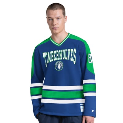 Minnesota Timberwolves Starter Puck Drop Long Sleeve V-Neck T-Shirt - Blue