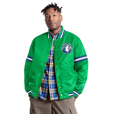 Minnesota Timberwolves Starter Courtside II Varsity Full Snap Jacket - Green