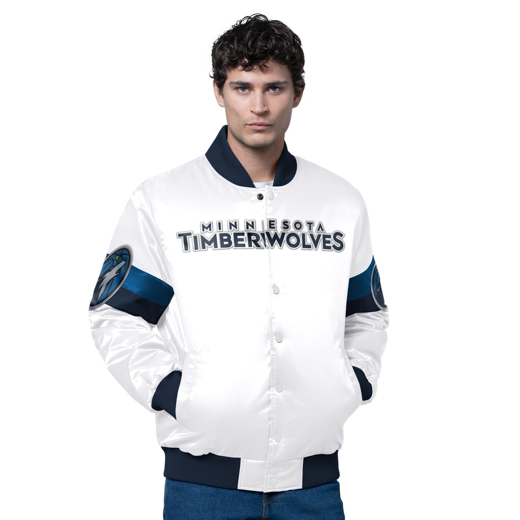 Minnesota Timberwolves Starter Triple Option Varsity Full-Snap Satin Jacket - White