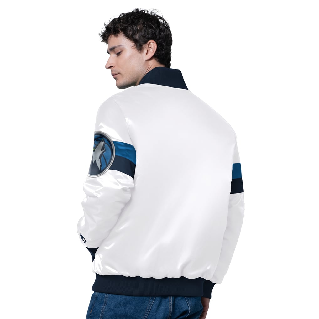 Minnesota Timberwolves Starter Triple Option Varsity Full-Snap Satin Jacket - White