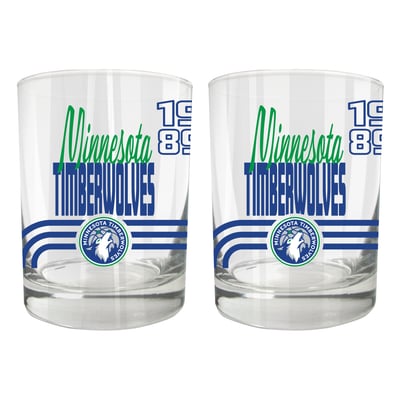 Minnesota Timberwolves Two-Piece 12oz. Heritage Rocks Glass Set