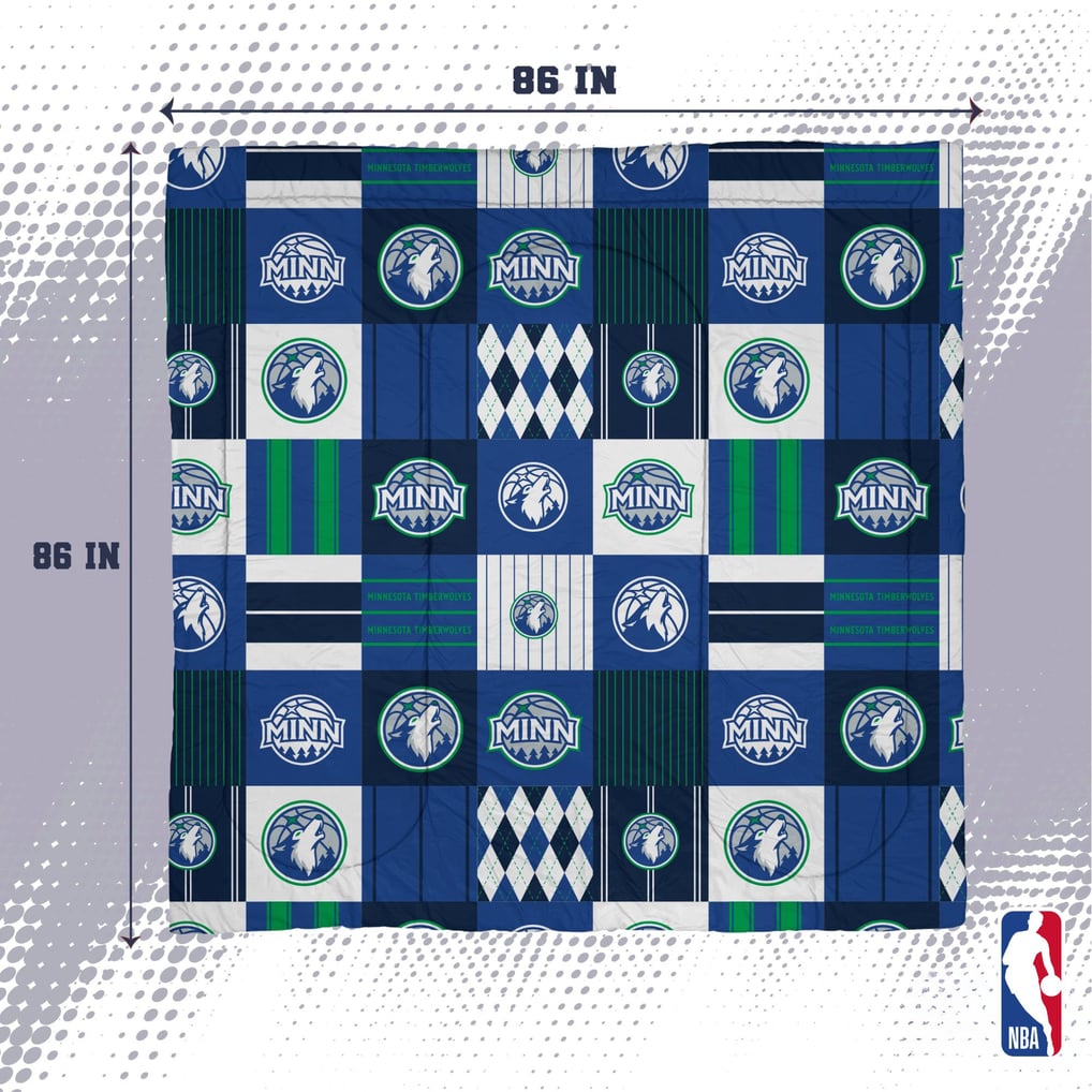 Minnesota Timberwolves Pegasus Patchwork Plaid Three-Piece Full/Queen Bed in a Bag Set
