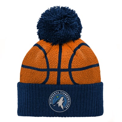 Minnesota Timberwolves Preschool Basketball Head Cuffed Knit Hat with Pom - Navy
