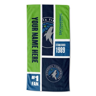 Minnesota Timberwolves The Northwest Group 30'' x 60'' Colorblock Personalized Beach Towel