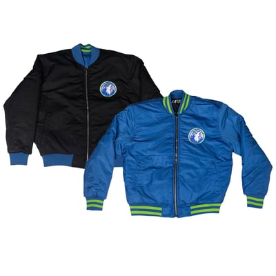  Minnesota Timberwolves FISLL Unisex Reversible Full-Zip Flight Jacket - Blue/Black
