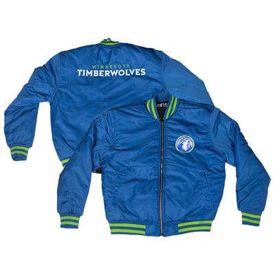  Minnesota Timberwolves FISLL Unisex Reversible Full-Zip Flight Jacket - Blue/Black