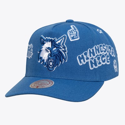  Minnesota Timberwolves Mitchell & Ness Unisex Downtown Doodle Pro Adjustable Hat - Blue
