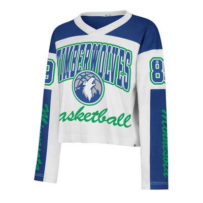  Minnesota Timberwolves '47 Women's Cropped Exclamation Metro Jersey Long Sleeve T-Shirt - White