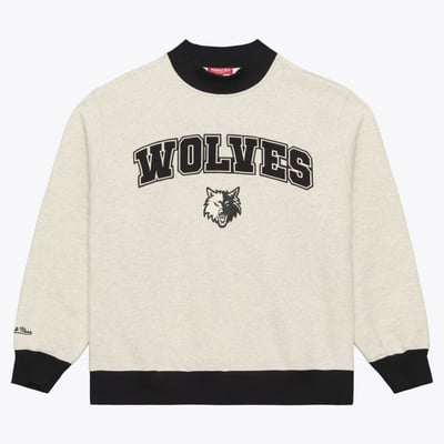 Minnesota Timberwolves Mitchell & Ness Women's Cookies & Cream Ribbed Mock Neck Sweatshirt - Oatmeal
