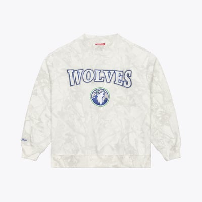  Minnesota Timberwolves Mitchell & Ness Women's Ghosted Mock Neck Fleece Sweatshirt - White