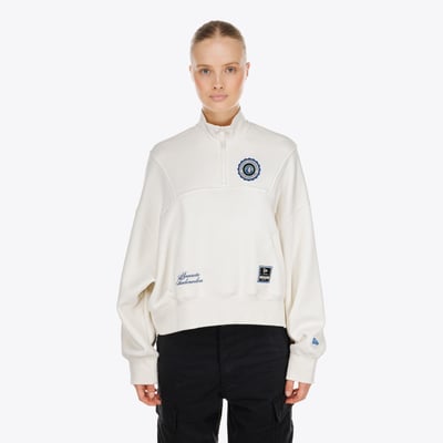  Minnesota Timberwolves New Era Women's Dolman Quarter-Zip Fleece Sweatshirt - Cream