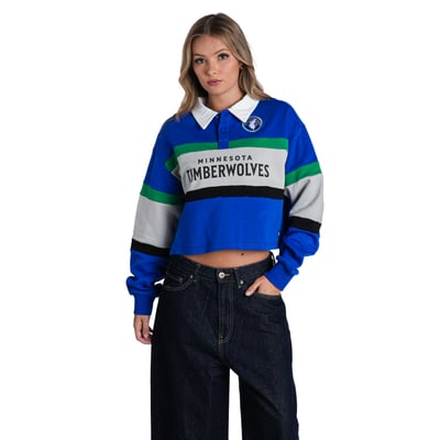  Minnesota Timberwolves The Wild Collective Women's Long Sleeve Crop Polo - Blue