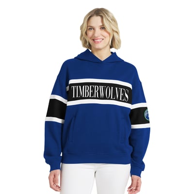  Minnesota Timberwolves WEAR by Erin Andrews Women's Stripe Pullover Hoodie - Blue