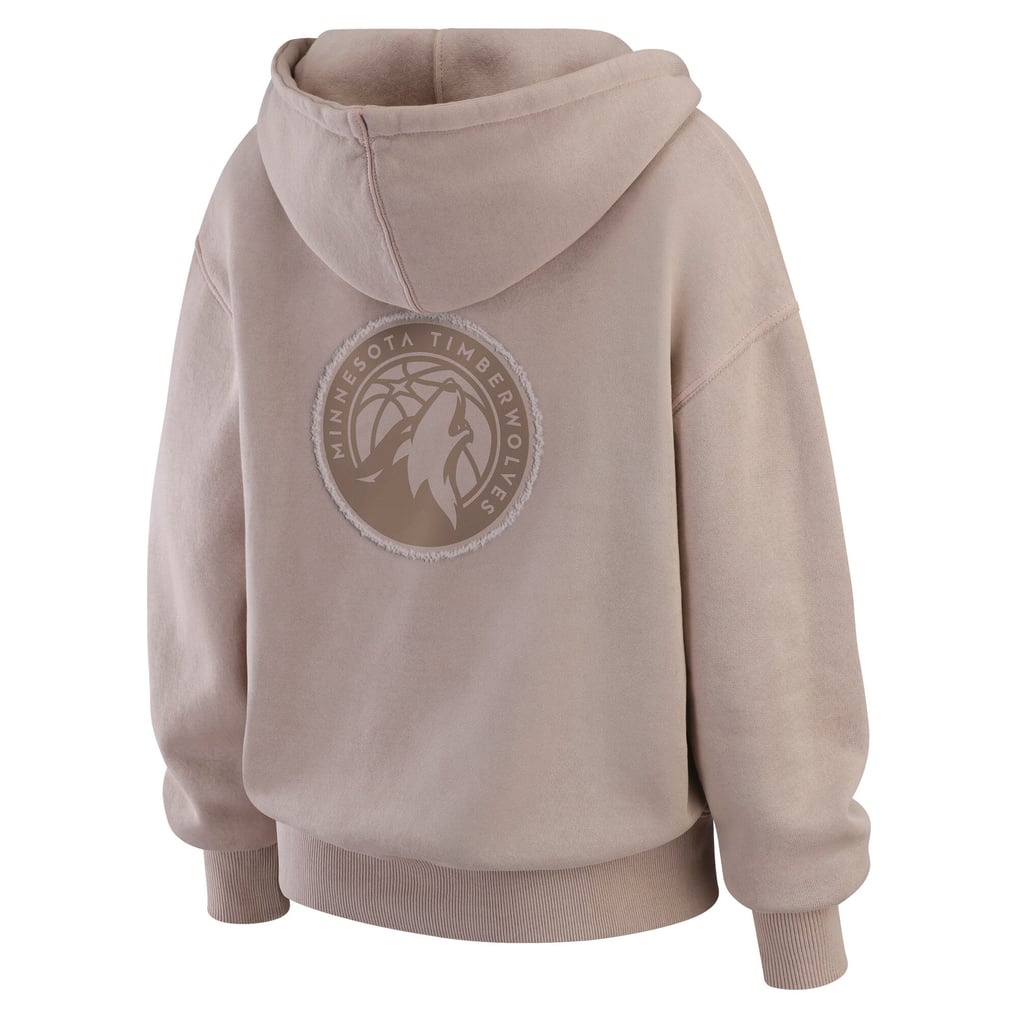  Minnesota Timberwolves WEAR by Erin Andrews Women's Washed Pullover Crewdie - Tan
