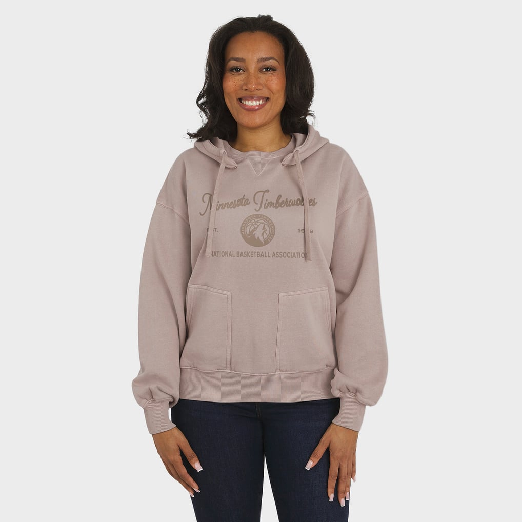  Minnesota Timberwolves WEAR by Erin Andrews Women's Washed Pullover Crewdie - Tan