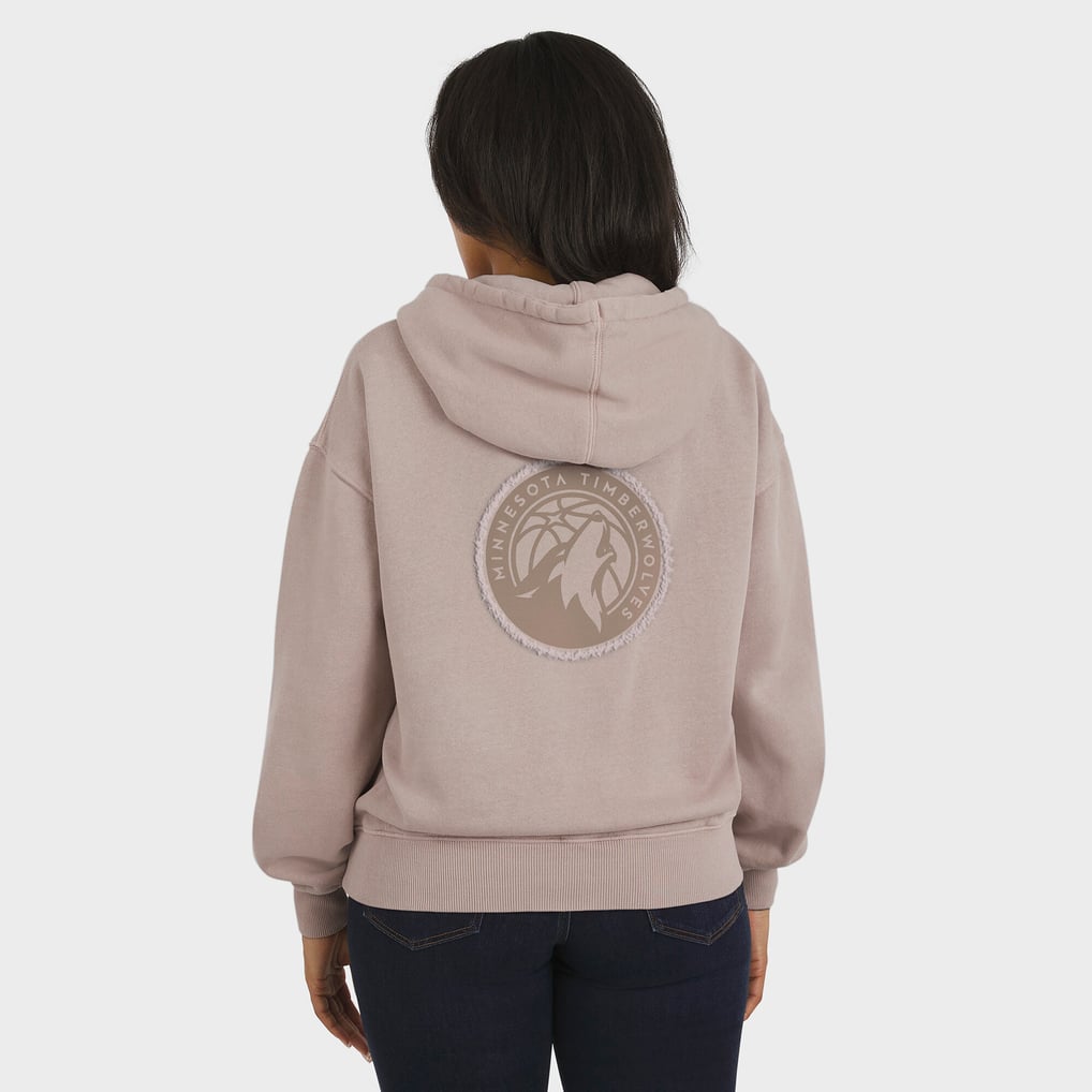  Minnesota Timberwolves WEAR by Erin Andrews Women's Washed Pullover Crewdie - Tan