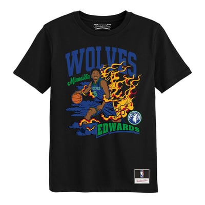 Anthony Edwards Minnesota Timberwolves Mitchell & Ness Youth Fired Up T-Shirt - Black