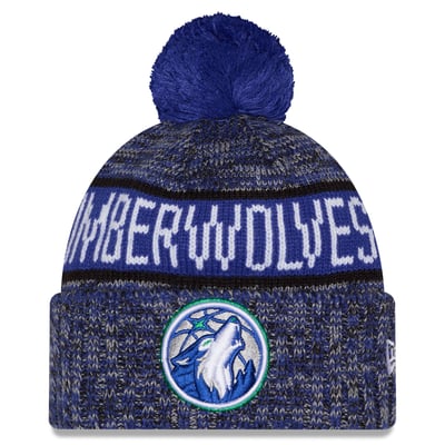 Minnesota Timberwolves New Era Youth Tri-Color Cuffed Knit Hat with Pom - Blue