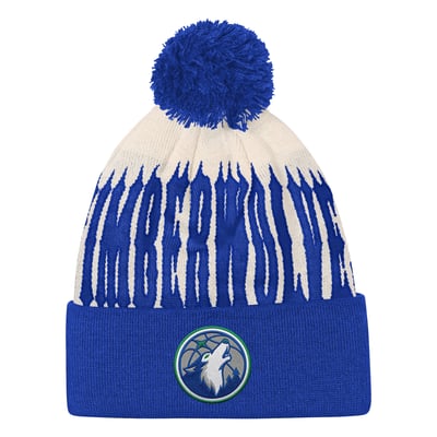 Minnesota Timberwolves Outerstuff Youth Rim Rocker Cuffed Knit Hat with Pom - Natural/Blue
