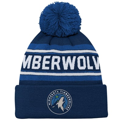  Minnesota Timberwolves Outerstuff Youth Backboard Jacquard Cuffed Knit Hat with Pom - Navy