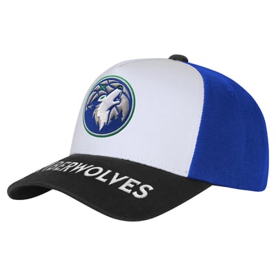 Minnesota Timberwolves Outerstuff Youth Logo Three Pro Pinch Pre-Curved Adjustable Hat - White/Black
