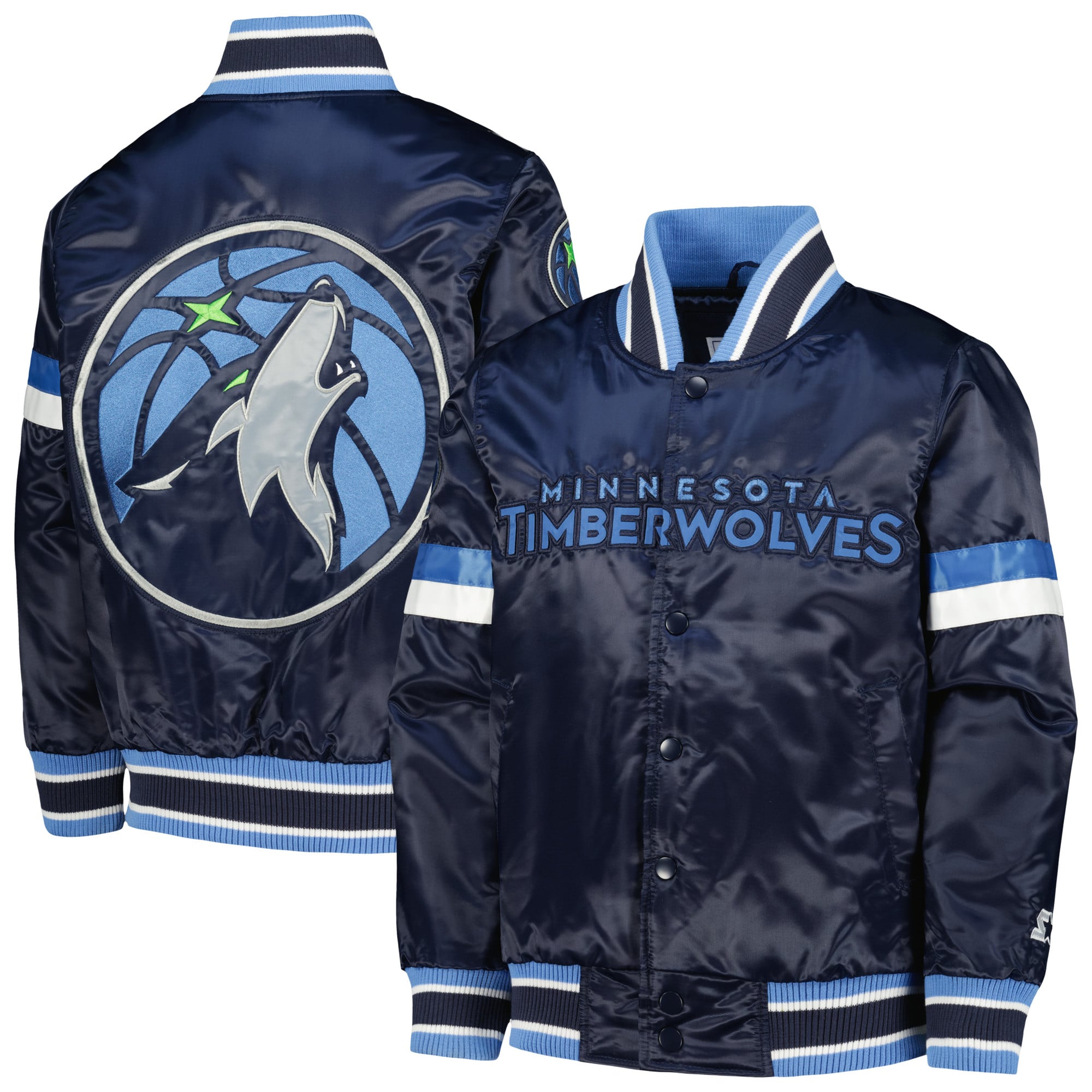 Youth Minnesota Timberwolves Starter Navy Home Game Varsity Satin 
