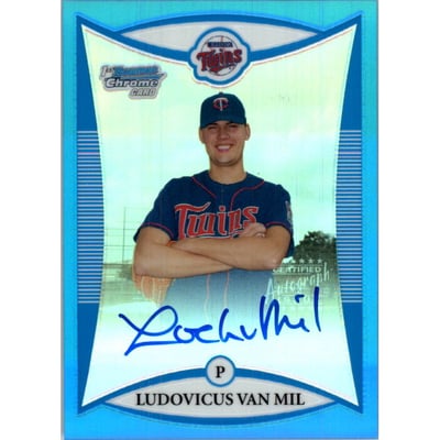 2008 Bowman Chrome Prospects Blue Refractors #BCP280 Ludovicus Van Mil AU