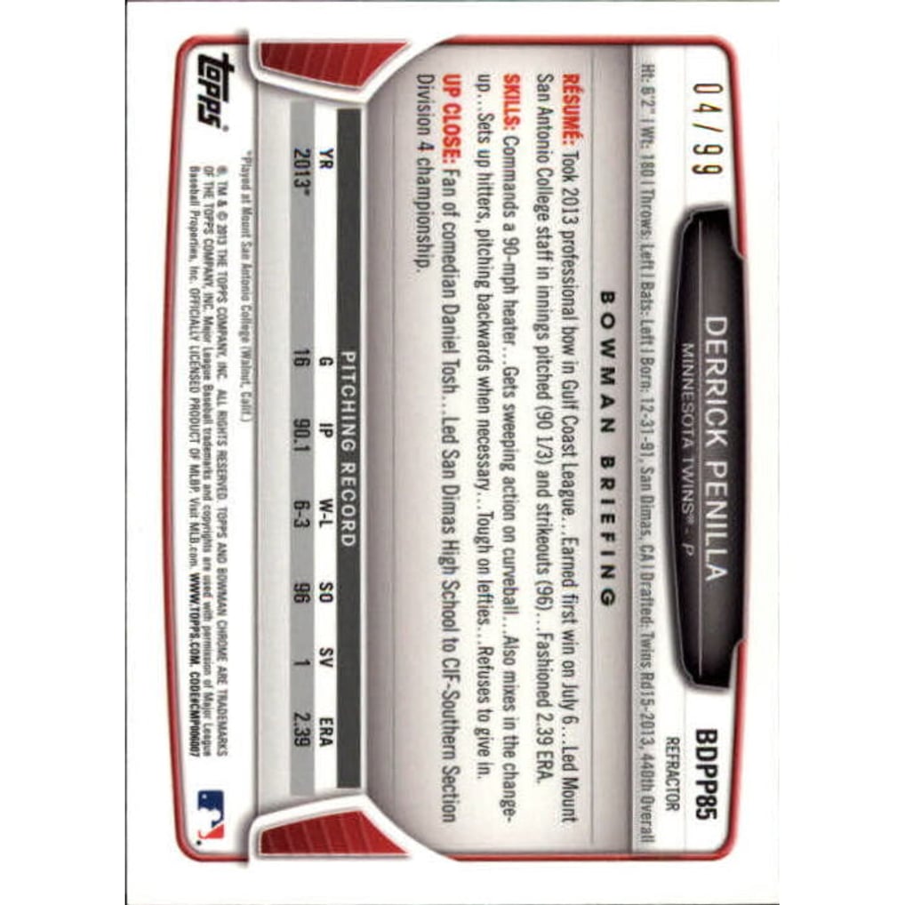 2013 Bowman Chrome Draft Draft Picks Blue Refractors #BDPP85 Derrick Penilla