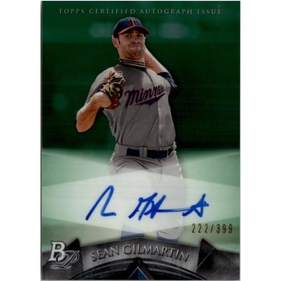 2014 Bowman Platinum Prospect Autographs Green Refractors #APSG Sean Gilmartin
