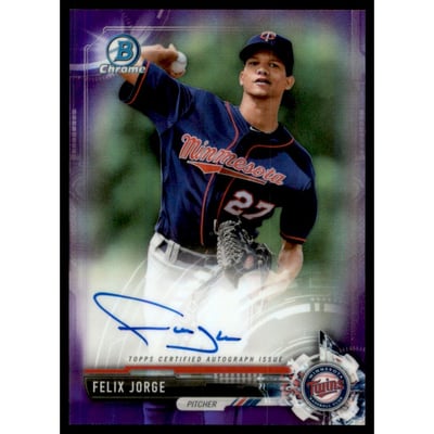 2017 Bowman Chrome Prospect Autographs Purple Refractors #CPAFJ Felix Jorge